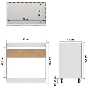 Ντουλάπι Νεροχύτη Γκρι Σκυροδέματος 80x46x81,5 εκ. Επεξ. Ξύλο