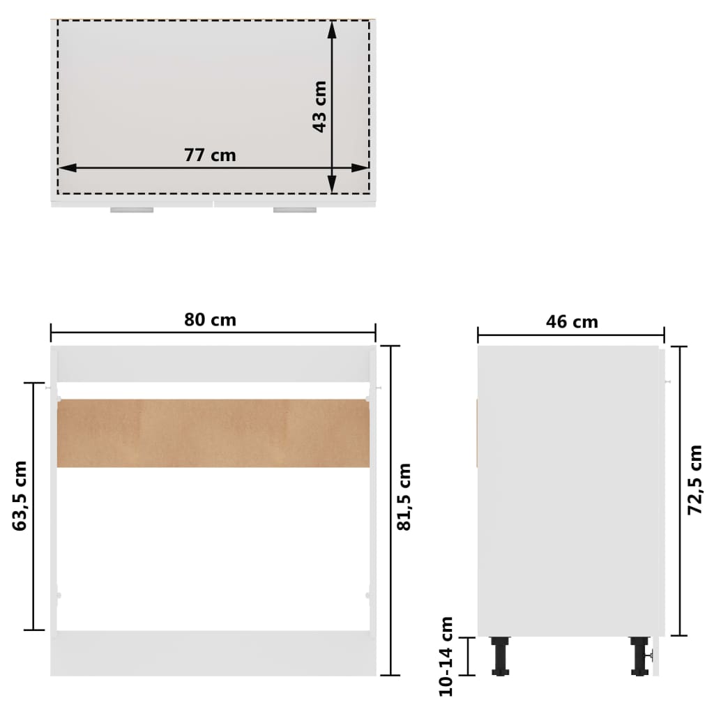 Ντουλάπι Νιπτήρα "Lyon" Γυαλιστερό Λευκό 80x46x81,5 εκ. από Τεχνητό Ξύλο
