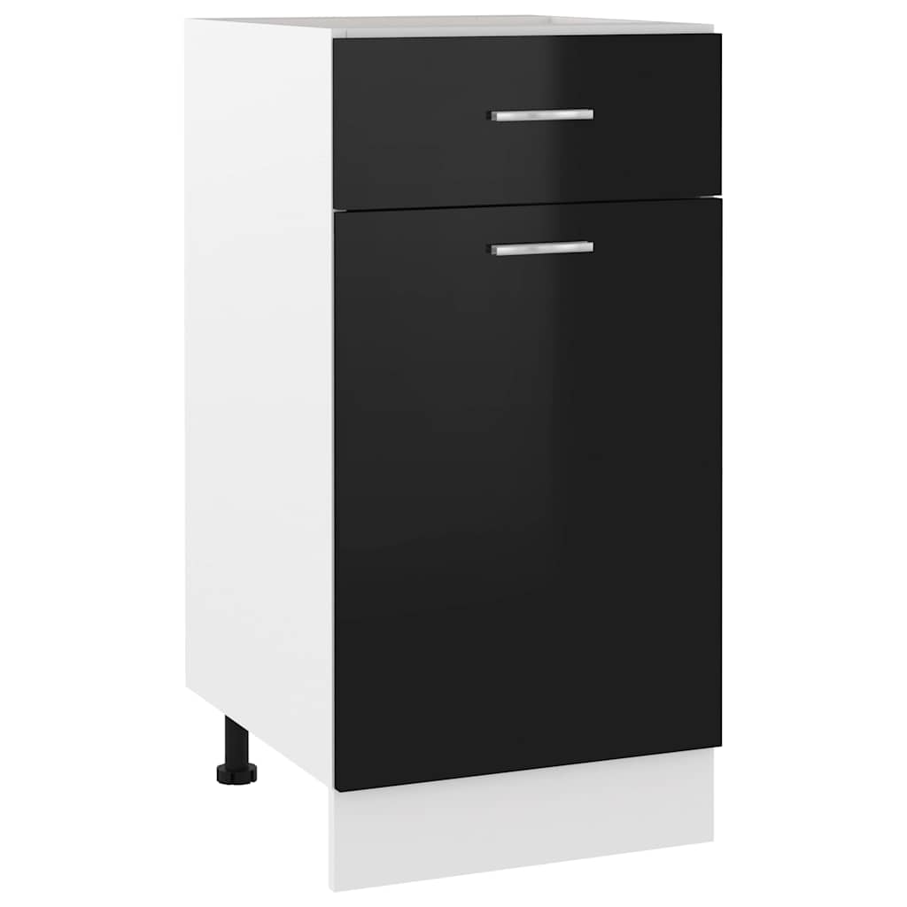 Ντουλάπι με Συρτάρι Lyon Γυαλιστερό Μαύρο 40x46x81,5εκ.