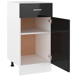 Ντουλάπι με Συρτάρι Lyon Γυαλιστερό Μαύρο 40x46x81,5εκ.