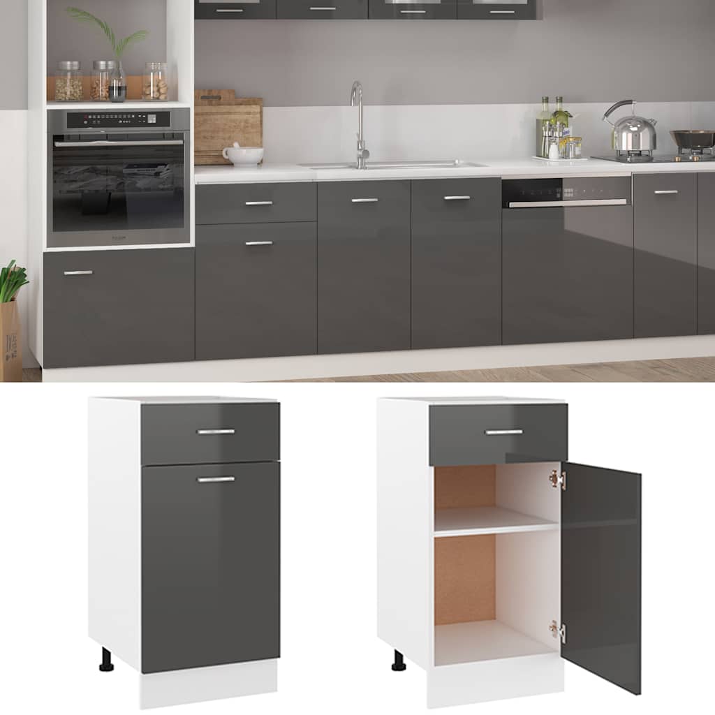Ντουλάπι με Συρτάρι Lyon Γυαλιστερό Γκρι 40x46x81,5εκ.