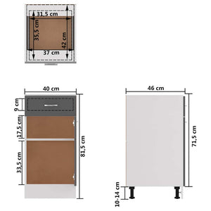 Ντουλάπι με Συρτάρι Lyon Γυαλιστερό Γκρι 40x46x81,5εκ.