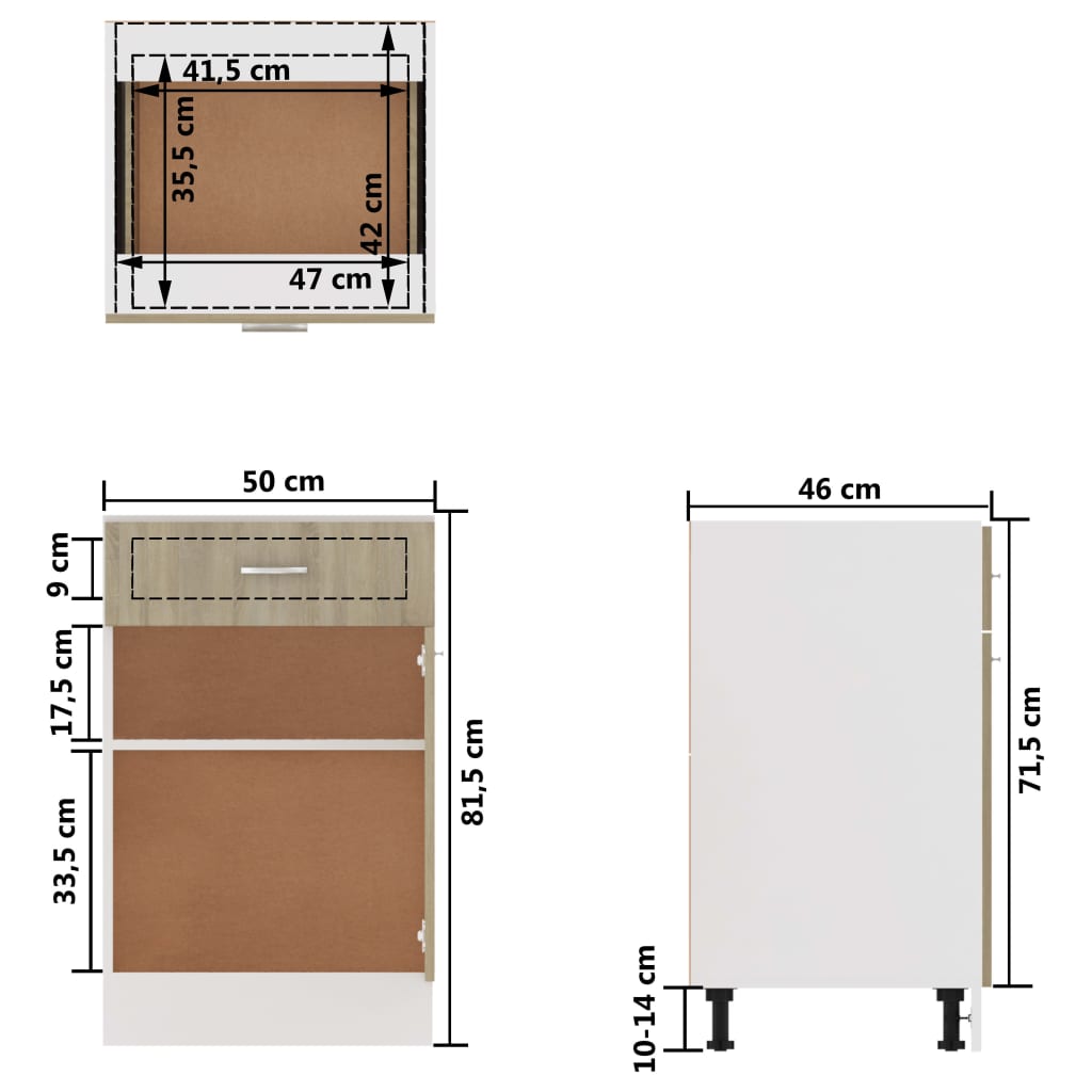 Ντουλάπι με Συρτάρια "Lyon" σε Χρώμα Sonoma Δρυς 50x46x81,5 εκ. από Τεχνητό Ξύλο
