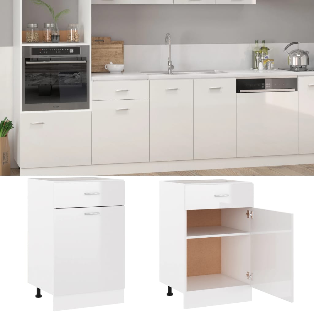 Ντουλάπι με Συρτάρι Lyon Γυαλιστερό Λευκό 50x46x81,5εκ.