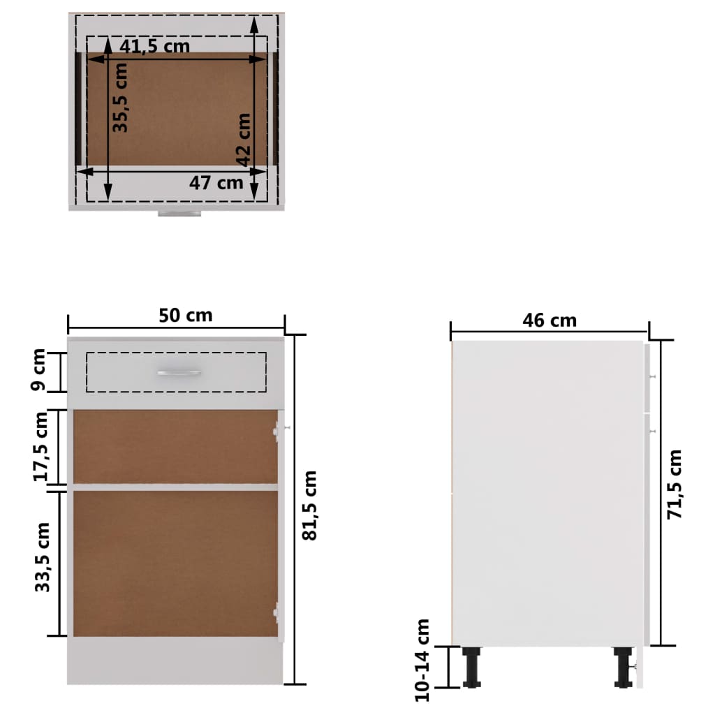 Ντουλάπι με Συρτάρι Lyon Γυαλιστερό Λευκό 50x46x81,5εκ.