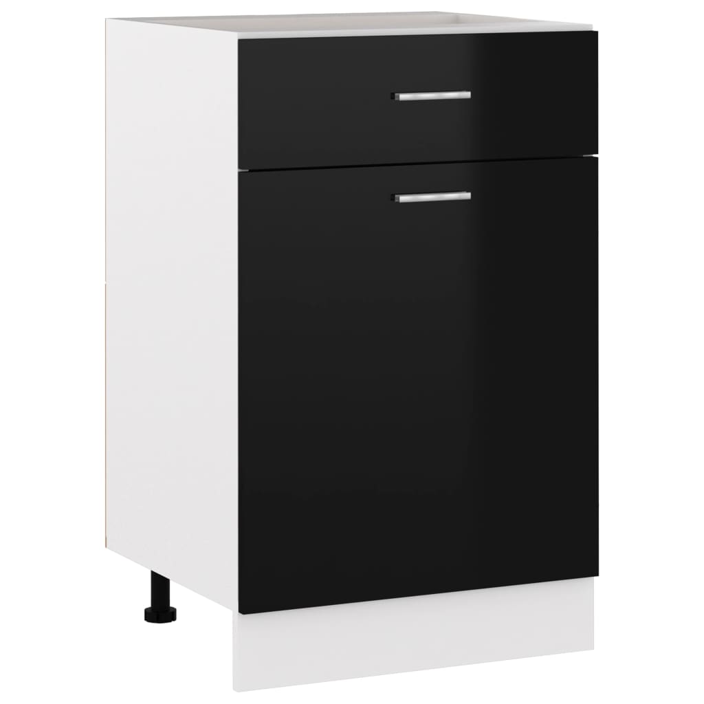 Ντουλάπι με Συρτάρι Lyon Γυαλιστερό Μαύρο 50x46x81,5εκ. - Pakobazaar