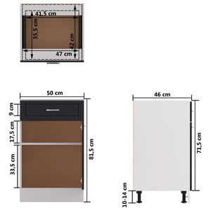 Ντουλάπι με Συρτάρι Lyon Γυαλιστερό Μαύρο 50x46x81,5εκ. - Pakobazaar
