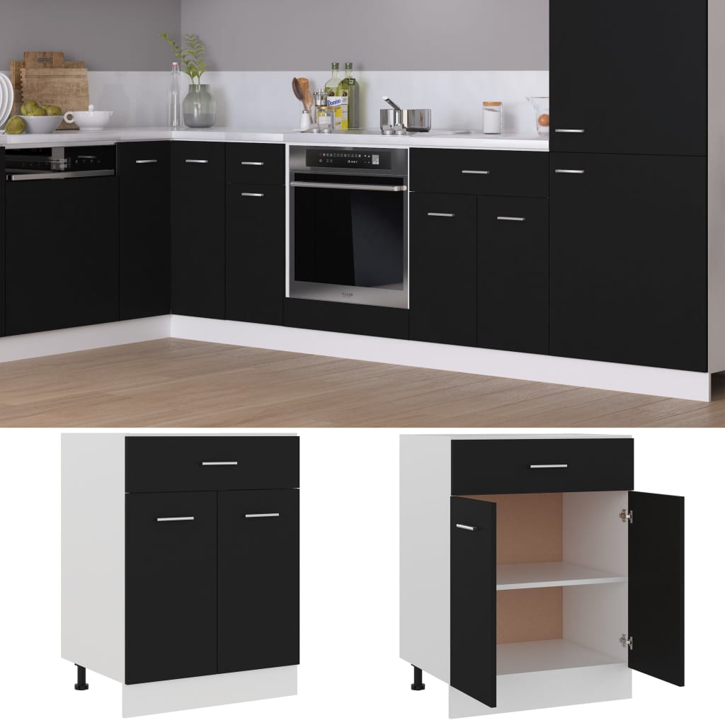Ντουλάπι με Συρτάρια "Lyon" Μαύρο 60x46x81,5 εκ. από Τεχνητό Ξύλο