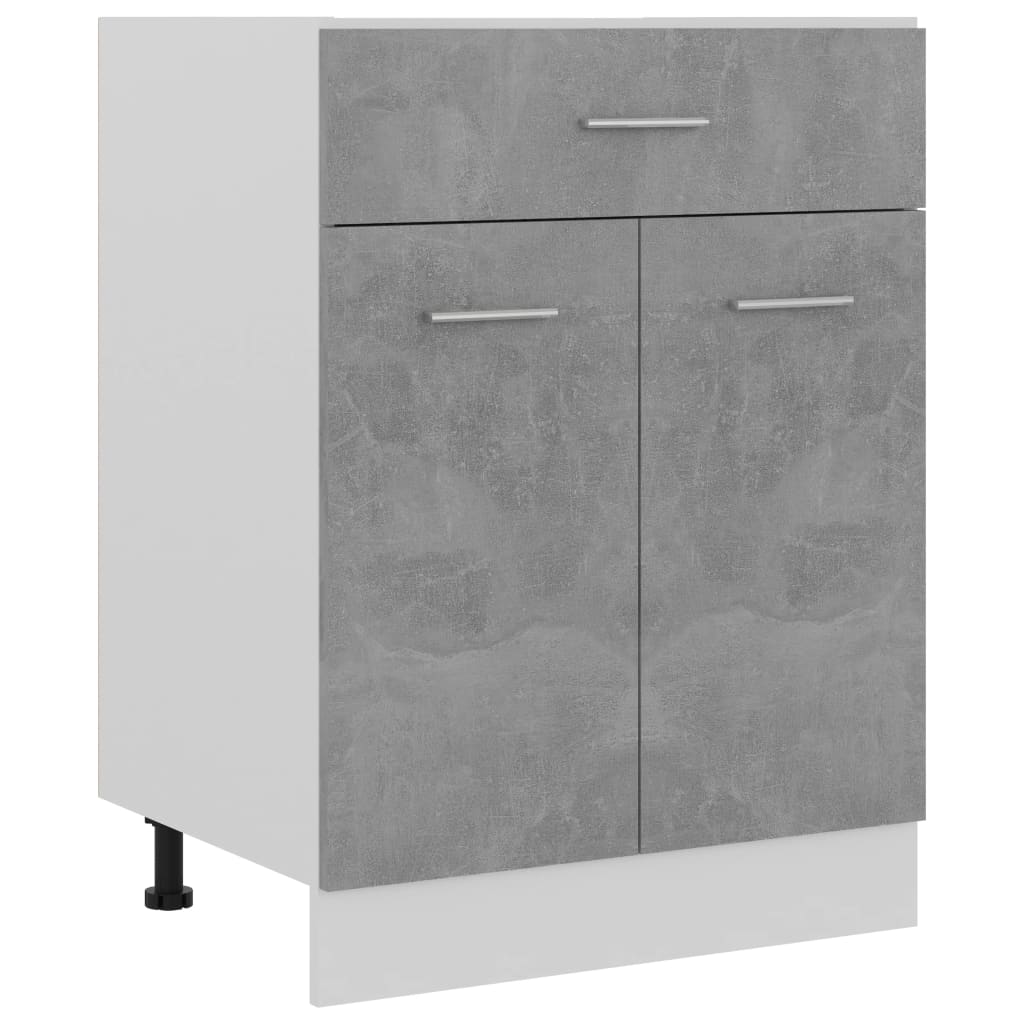 Ντουλάπι με Συρτάρι Γκρι Σκυροδέματος 60x46x81,5 εκ Επεξ. Ξύλο