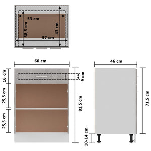 Ντουλάπι με Συρτάρι Γκρι Σκυροδέματος 60x46x81,5 εκ Επεξ. Ξύλο