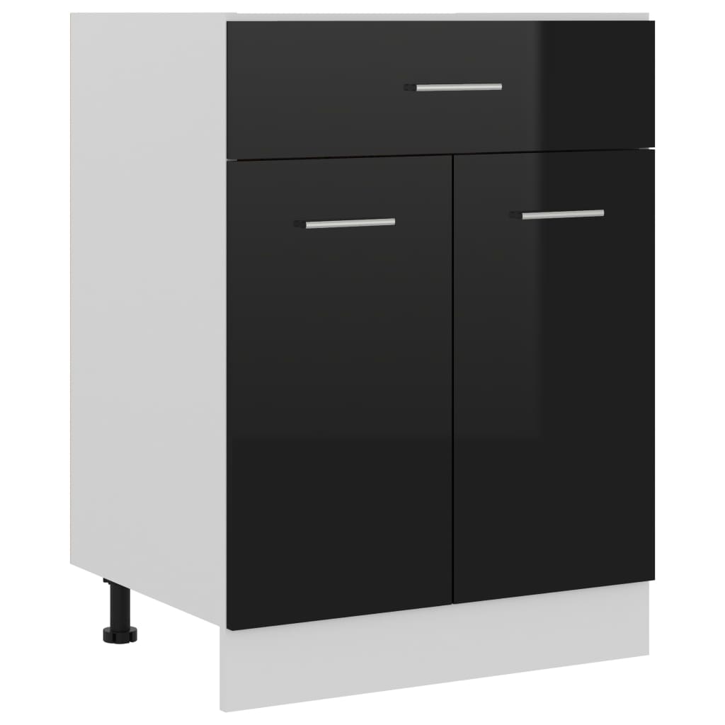 Ντουλάπι με Συρτάρι Lyon Γυαλιστερό Μαύρο 60x46x81,5εκ.