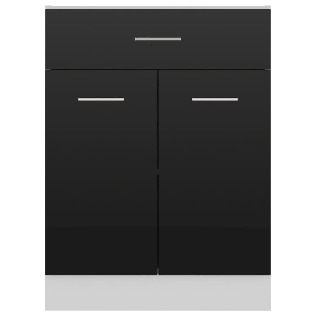 Ντουλάπι με Συρτάρι Lyon Γυαλιστερό Μαύρο 60x46x81,5εκ.