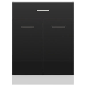 Ντουλάπι με Συρτάρι Lyon Γυαλιστερό Μαύρο 60x46x81,5εκ.