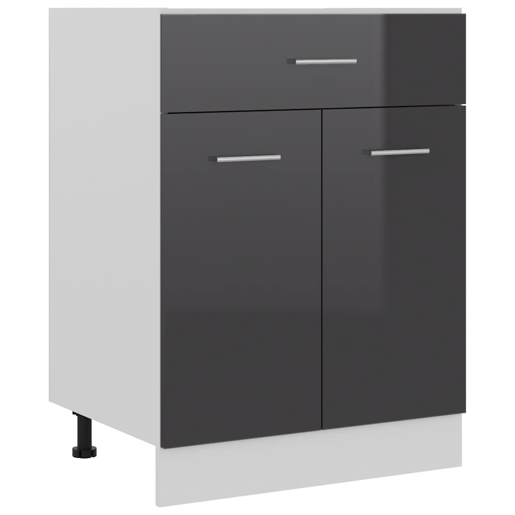 Ντουλάπι με Συρτάρι Lyon Γυαλιστερό Γκρι 60x46x81,5εκ.