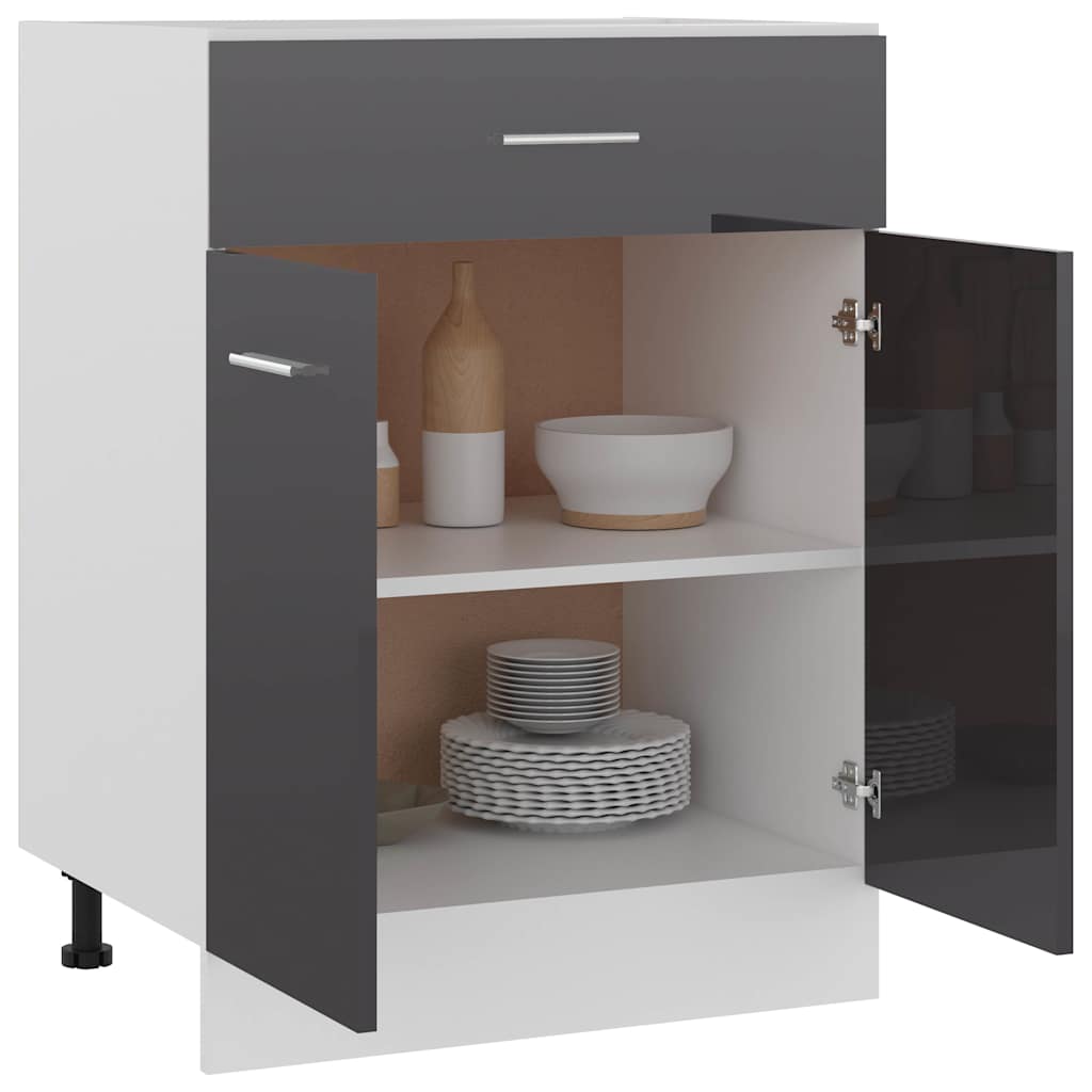 Ντουλάπι με Συρτάρι Lyon Γυαλιστερό Γκρι 60x46x81,5εκ.