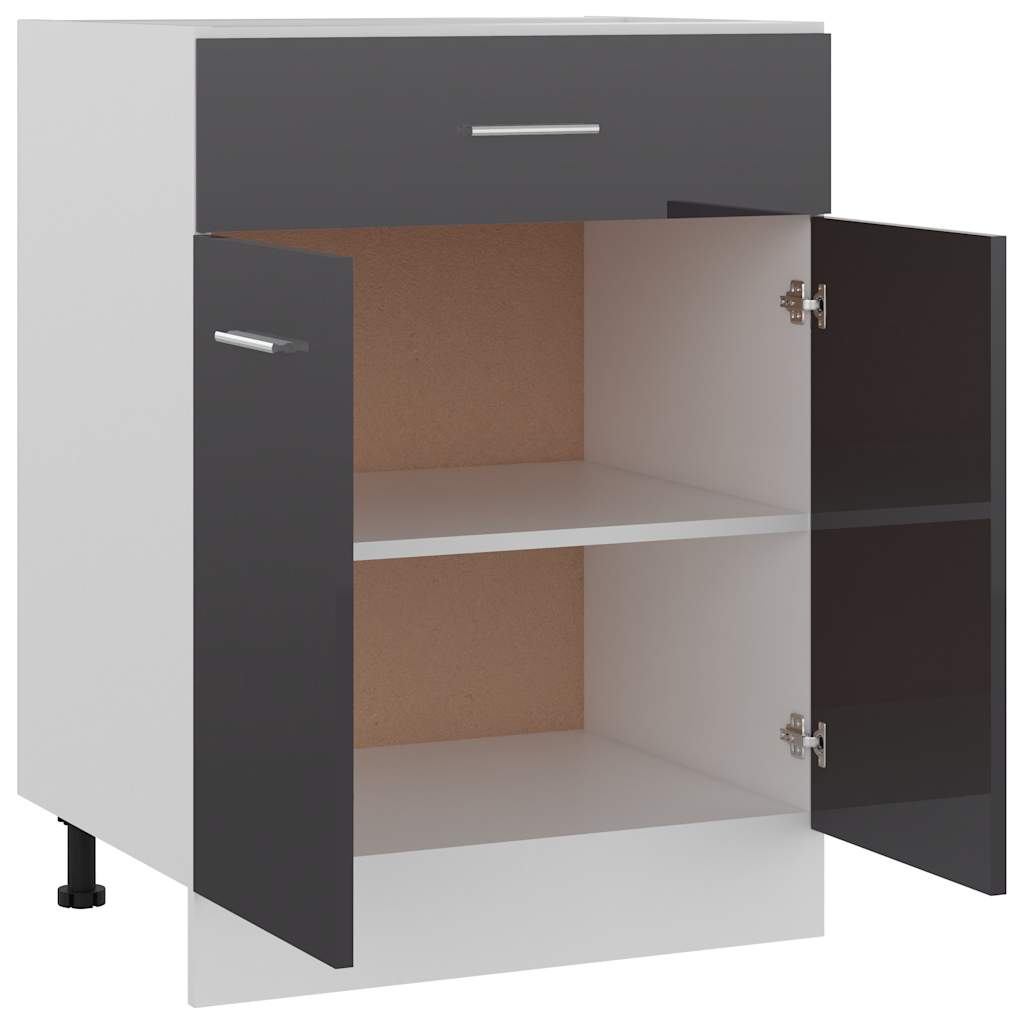 Ντουλάπι με Συρτάρι Lyon Γυαλιστερό Γκρι 60x46x81,5εκ.