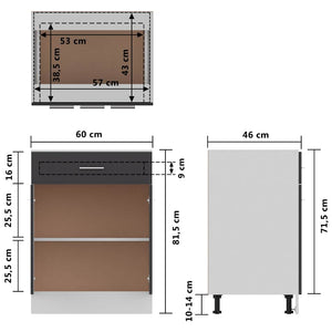 Ντουλάπι με Συρτάρι Lyon Γυαλιστερό Γκρι 60x46x81,5εκ.