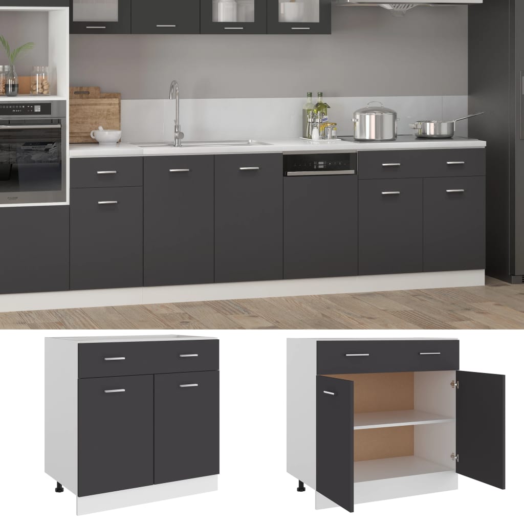 Ντουλάπι με Συρτάρι Lyon Γκρι 80x46x81,5 εκ. Μοριοσανίδα