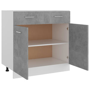 Ντουλάπι Νεροχύτη Γκρι Σκυροδέματος 80x46x81,5 εκ. Επεξ. Ξύλο
