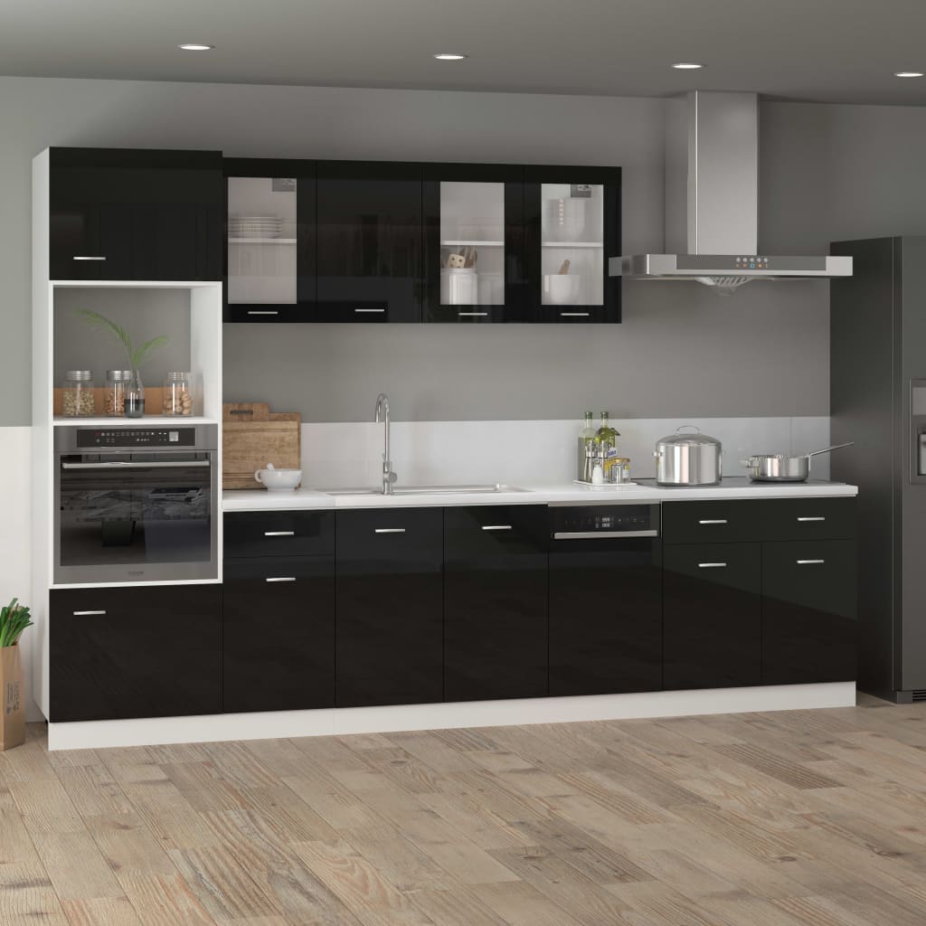 Ντουλάπι με Συρτάρι Lyon Γυαλιστερό Μαύρο 80x46x81,5εκ. - Pakobazaar