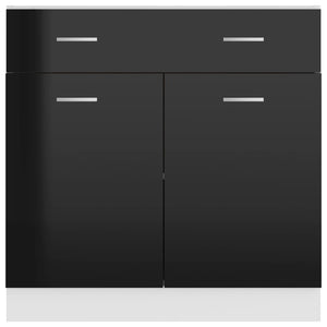 Ντουλάπι με Συρτάρι Lyon Γυαλιστερό Μαύρο 80x46x81,5εκ. - Pakobazaar
