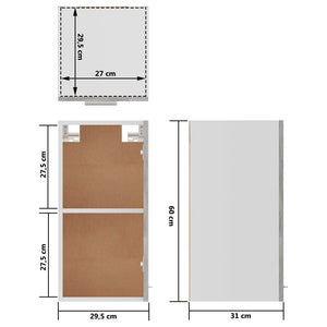 Ντουλάπι Κρεμαστό Γκρι Σκυροδέματος 29,5x31x60 εκ. Επεξ. Ξύλο