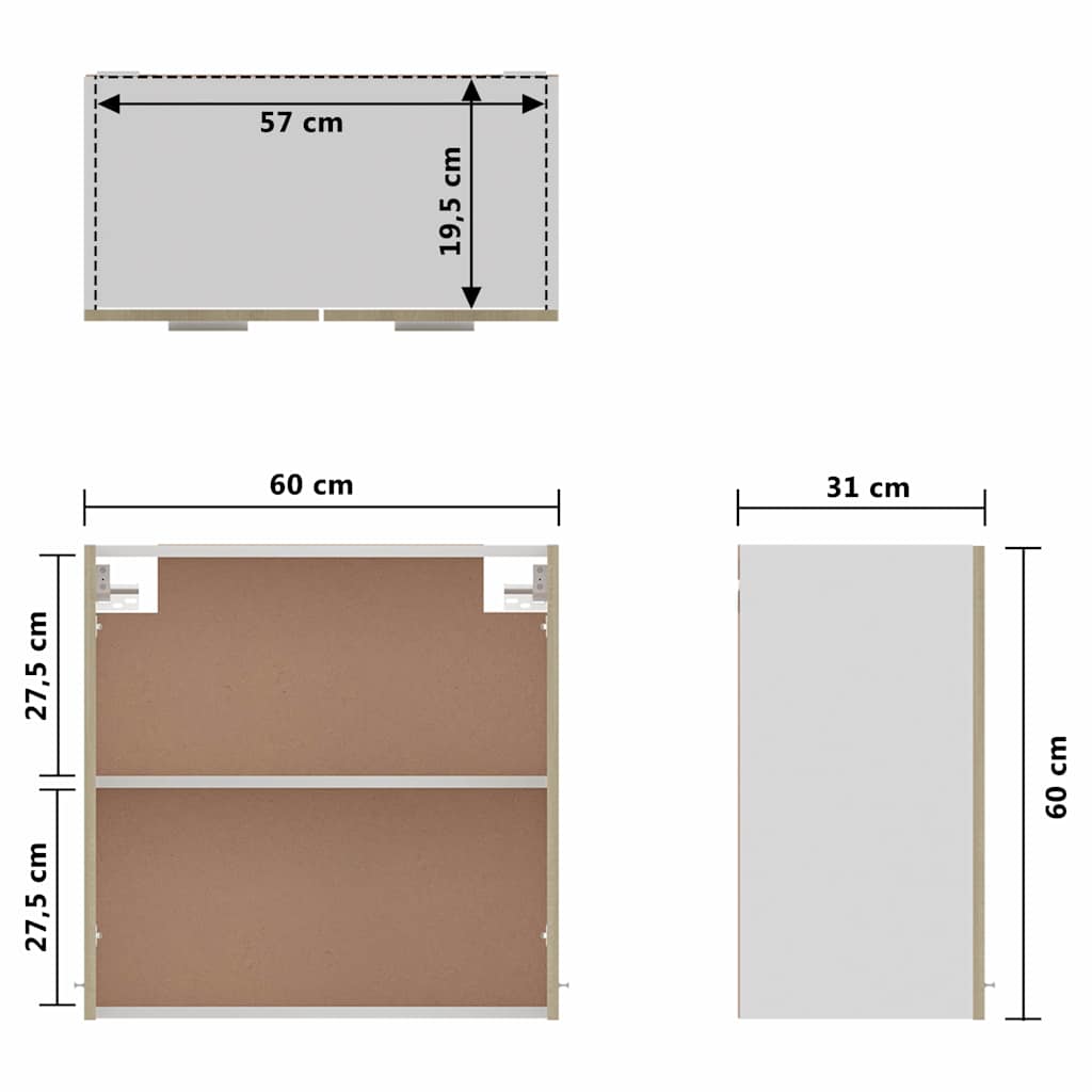 Ντουλάπι Κρεμαστό Sonoma Δρυς 60 x 31 x 60 εκ. από Επεξ. Ξύλο