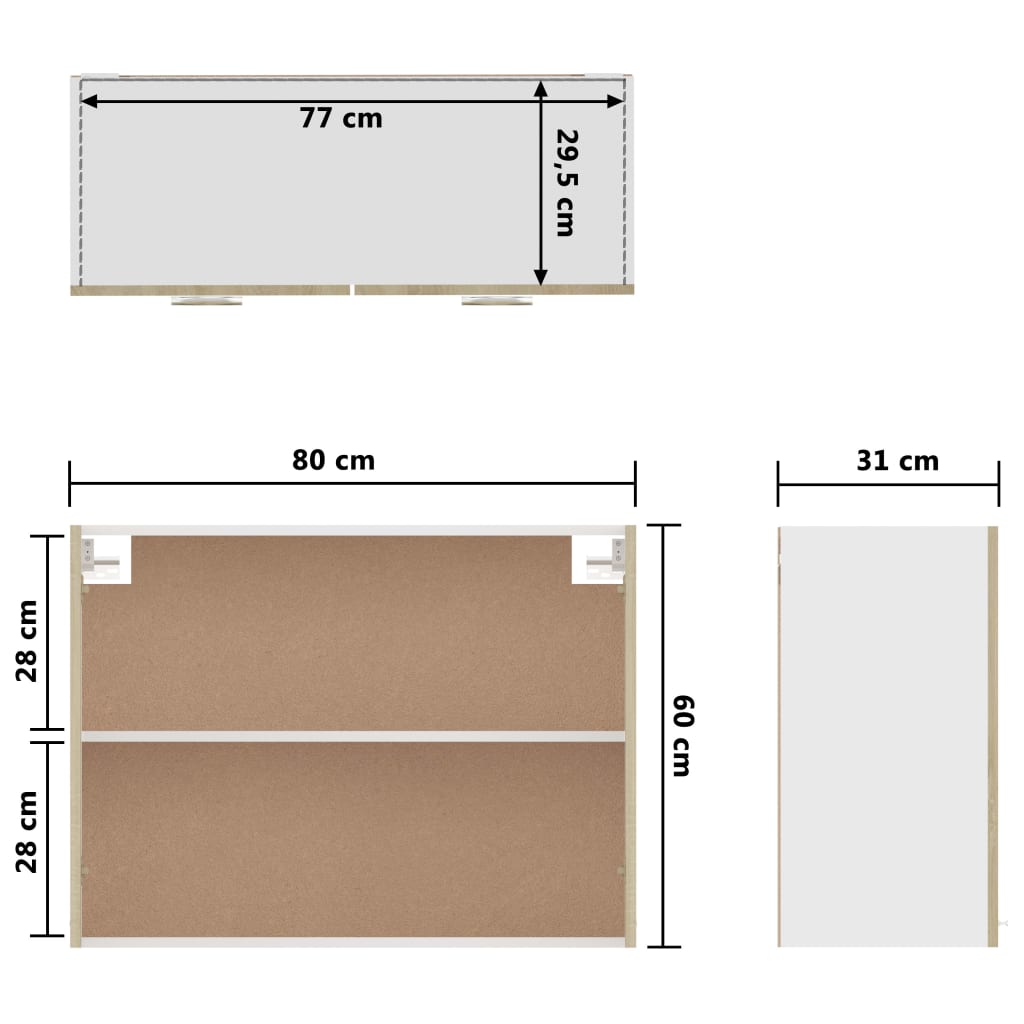 Ντουλάπι Κρεμαστό Sonoma Δρυς 80 x 31 x 60 εκ. από Επεξ. Ξύλο