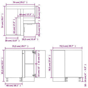 Γωνιακό Ντουλάπι "Lyon" Γυαλιστερό Λευκό 75,5x75,5x81,5 εκ. από Τεχνητό Ξύλο - Pakobazaar