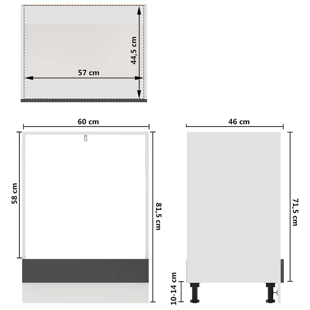 Ντουλάπι για Φούρνο Lyon Γκρι 60x46x81,5 εκ. Μοριοσανίδα