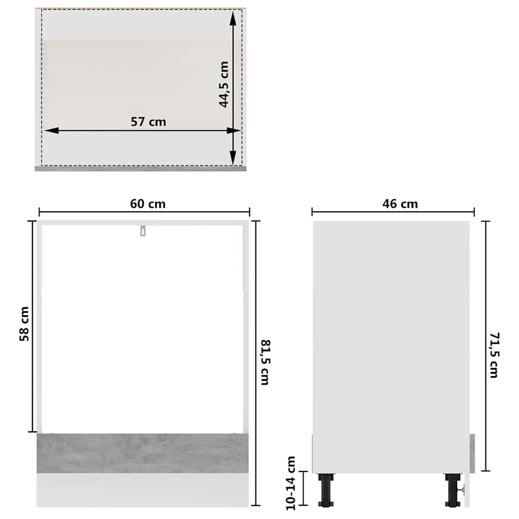 Ντουλάπι Φούρνου "Riga" Γκρι Σκυρόδεμα 60x46x81,5 εκ. από Τεχνητό Ξύλο
