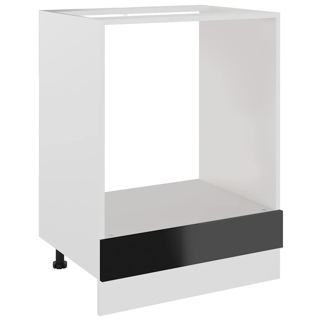 Ντουλάπι για Φούρνο Lyon Γυαλιστερό Μαύρο 60x46x81,5εκ.