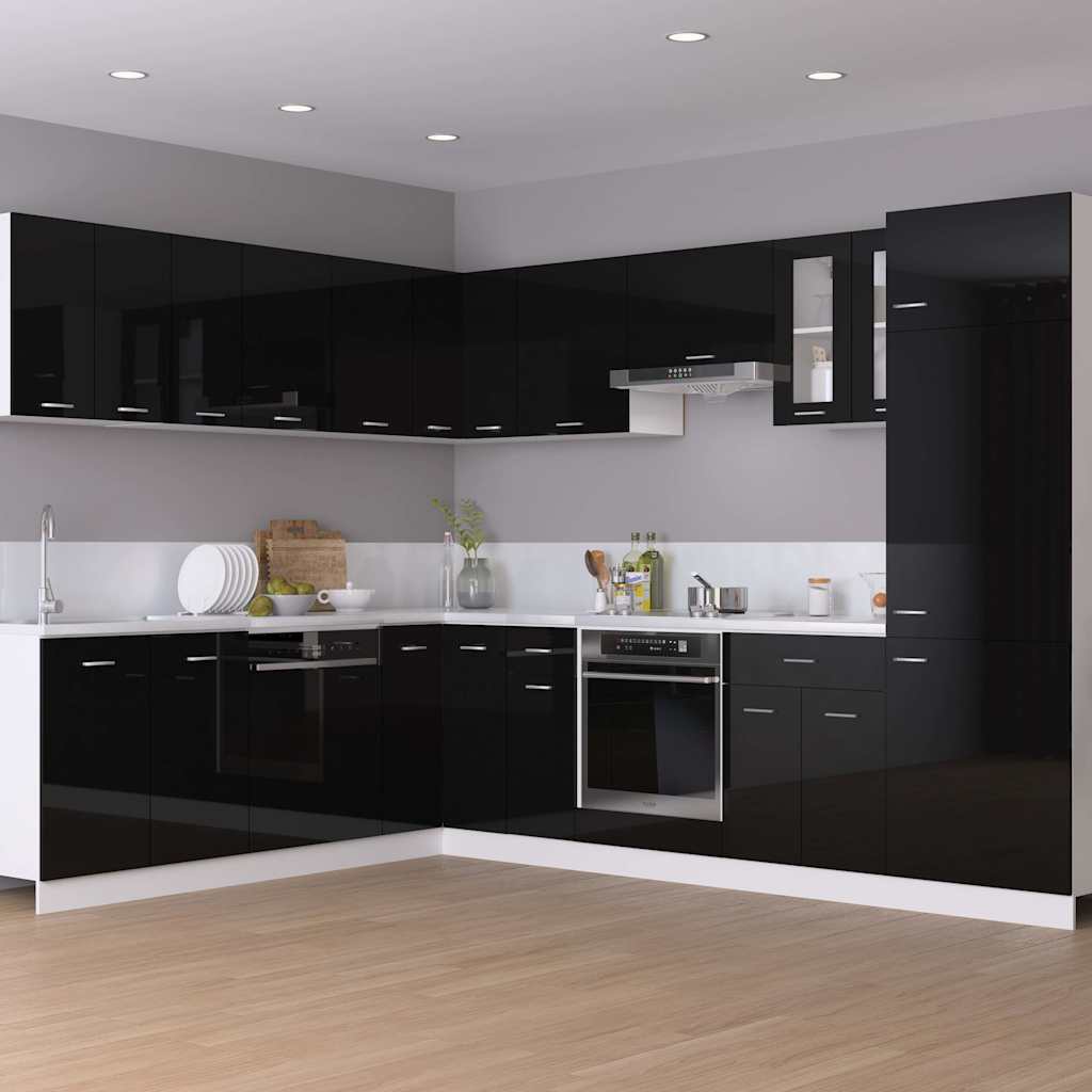 Ντουλάπι για Φούρνο Lyon Γυαλιστερό Μαύρο 60x46x81,5εκ.