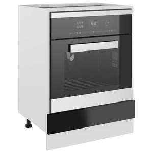 Ντουλάπι για Φούρνο Lyon Γυαλιστερό Μαύρο 60x46x81,5εκ.