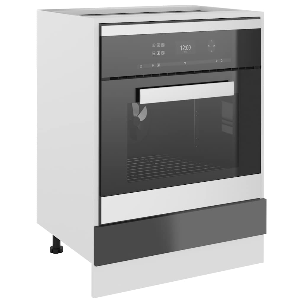 Ντουλάπι για Φούρνο Lyon Γυαλιστερό Γκρι 60x46x81,5εκ.