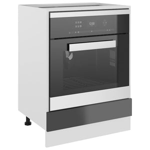 Ντουλάπι για Φούρνο Lyon Γυαλιστερό Γκρι 60x46x81,5εκ.