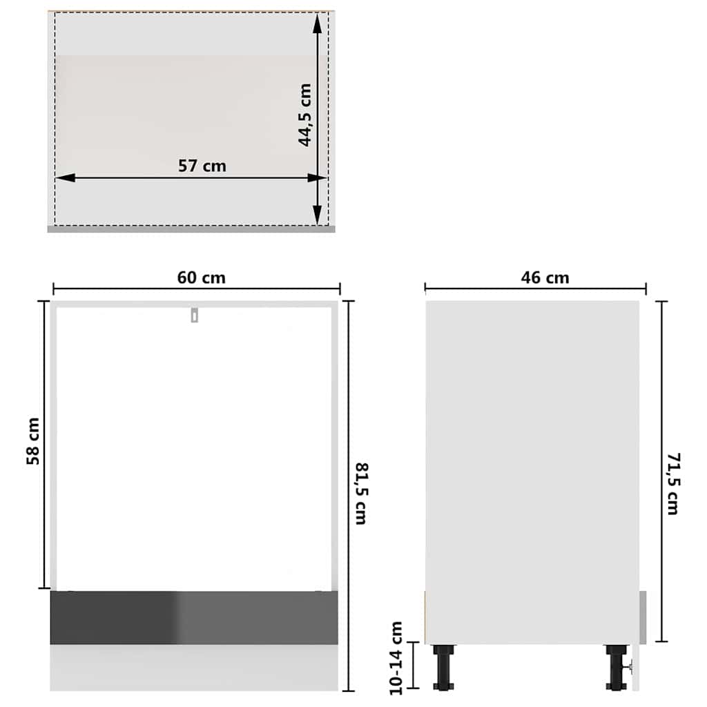 Ντουλάπι για Φούρνο Lyon Γυαλιστερό Γκρι 60x46x81,5εκ.