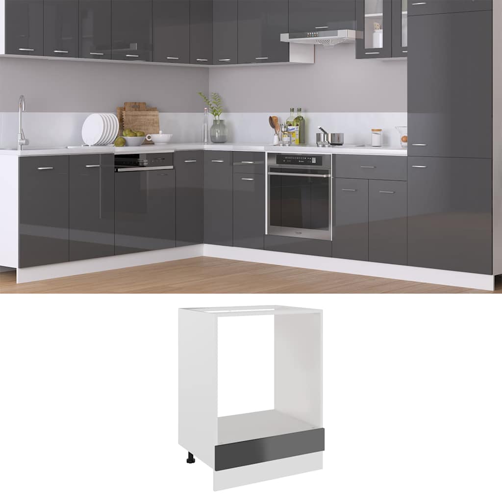 Ντουλάπι για Φούρνο Lyon Γυαλιστερό Γκρι 60x46x81,5εκ.
