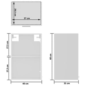 Κρεμαστό Γυάλινο Ντουλάπι "Lyon" Λευκό 40x31x60 εκ. από Τεχνητό Ξύλο - Pakobazaar
