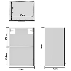 Κρεμαστό Γυάλινο Ντουλάπι "Lyon" Μαύρο 40x31x60 εκ. από Τεχνητό Ξύλο - Pakobazaar