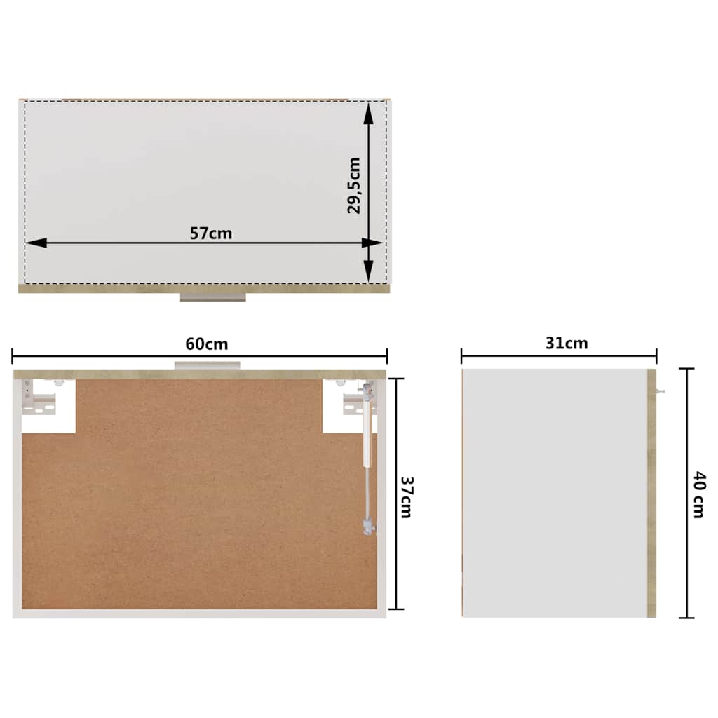 Ντουλάπι Κρεμαστό Sonoma Δρυς 60 x 31 x 40 εκ. από Επεξ. Ξύλο