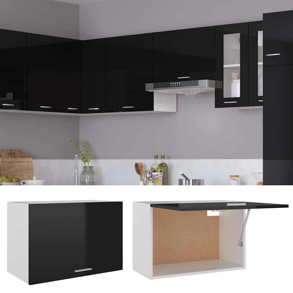 Ντουλάπι Κρεμαστό Lyon Γυαλιστερό Μαύρο 60x31x40εκ. από