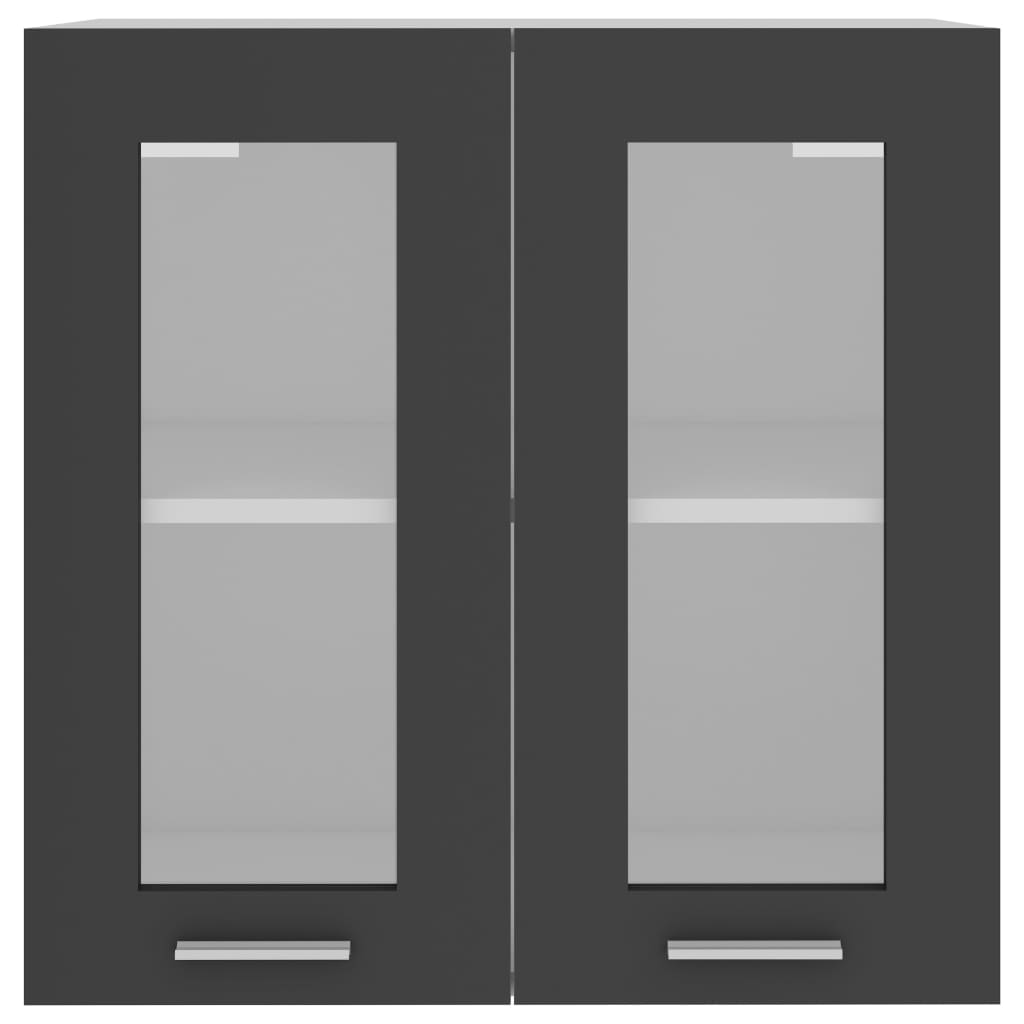 Ντουλάπι Κρεμαστό με Τζάμι Lyon Γκρι 60x31x60εκ. από Επεξ. Ξύλο