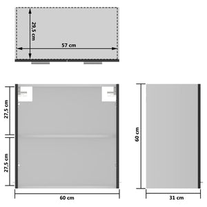 Ντουλάπι Κρεμαστό με Τζάμι Lyon Γκρι 60x31x60εκ. από Επεξ. Ξύλο