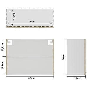 Ντουλάπι Κρεμαστό με Τζάμι Sonoma Δρυς 80x31x60 εκ. Επεξ. Ξύλο - Pakobazaar