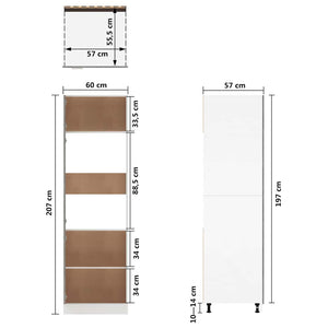 Ντουλάπι Ψυγείου Γκρι Σκυροδέματος 60x57x207 εκ. Επεξ. Ξύλο