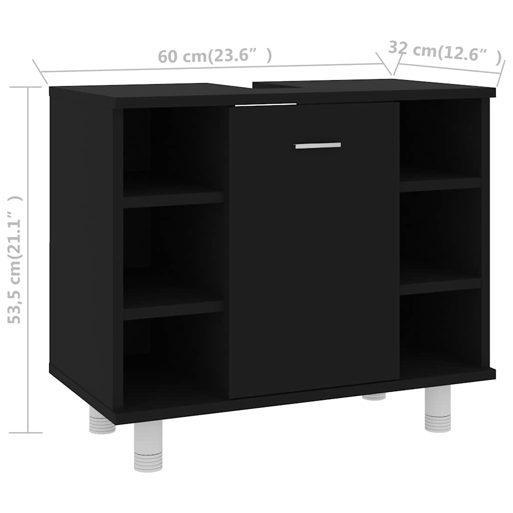 Ντουλάπι Νιπτήρα Μαύρο 60 x 32 x 53,5 εκ. Επεξ. Ξύλο