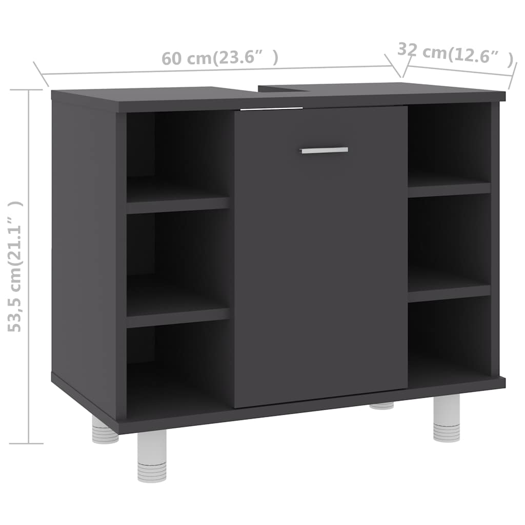 Ντουλάπι Νιπτήρα Γκρι 60 x 32 x 53,5 εκ. από Μοριοσανίδα