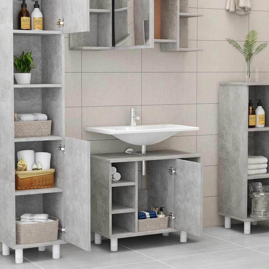 Ντουλάπι Νιπτήρα Γκρι Σκυροδέματος 60x32x53,5 εκ. Μοριοσανίδα