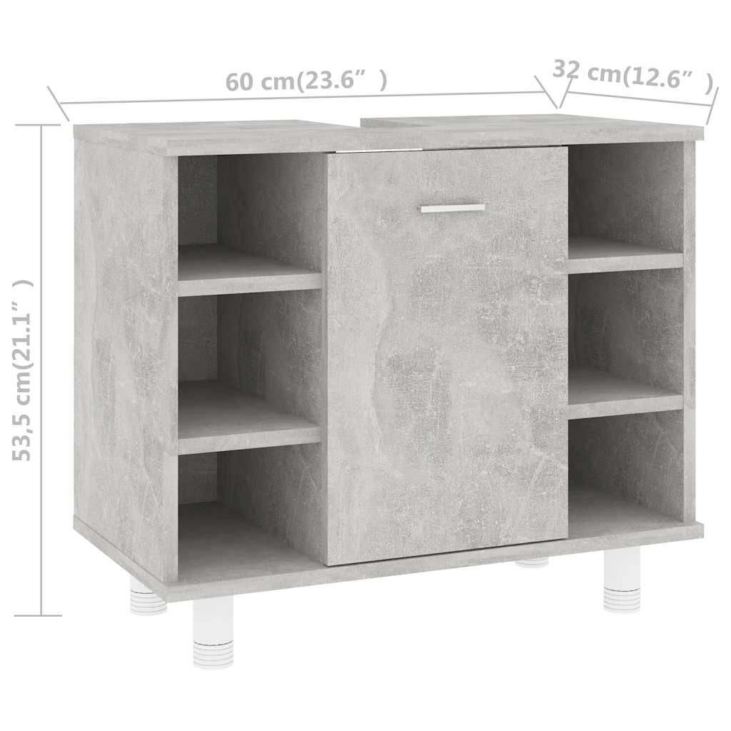Ντουλάπι Νιπτήρα Γκρι Σκυροδέματος 60x32x53,5 εκ. Μοριοσανίδα